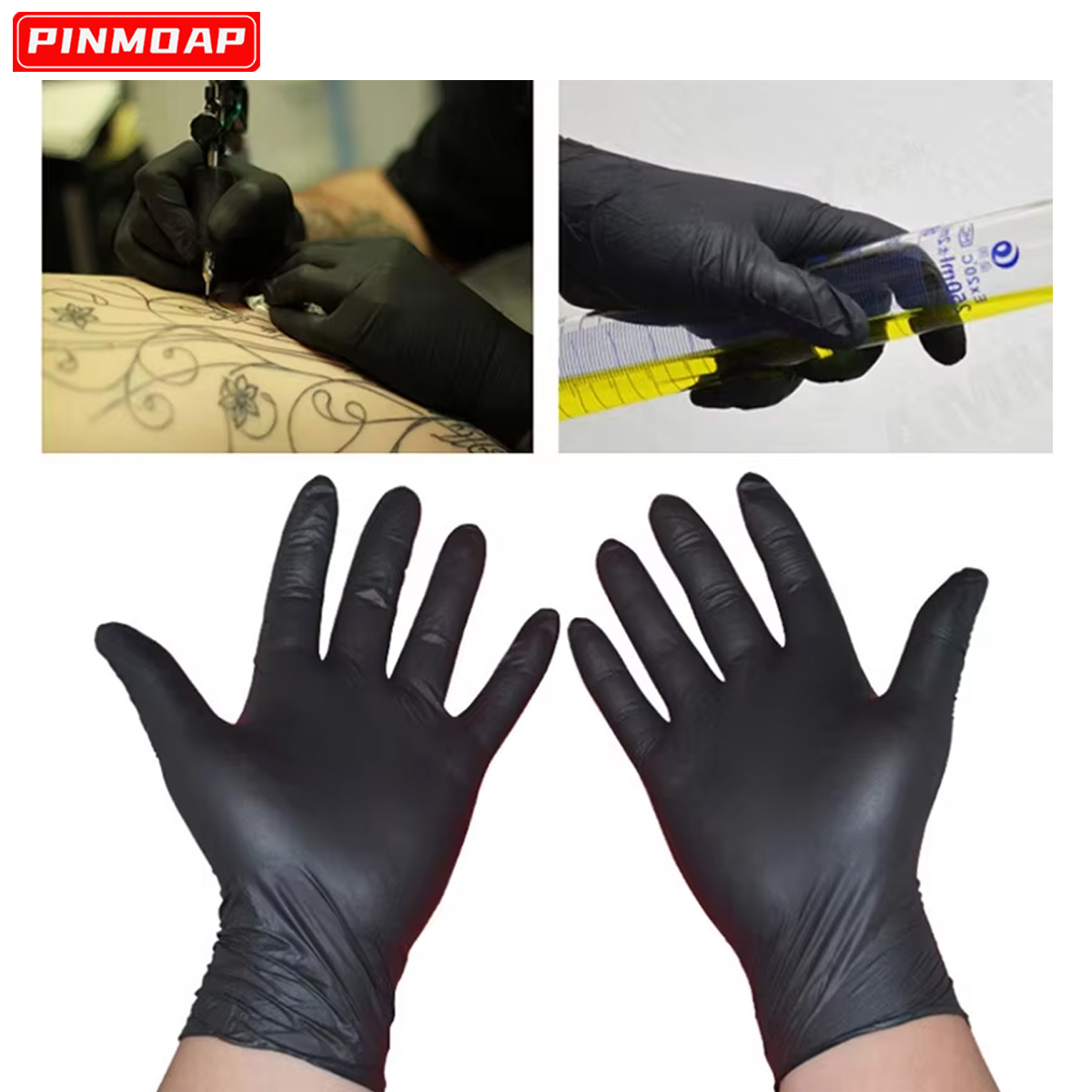 Medical Gloves - 10/50 قطعة قفازات النتريل السوداء القابل