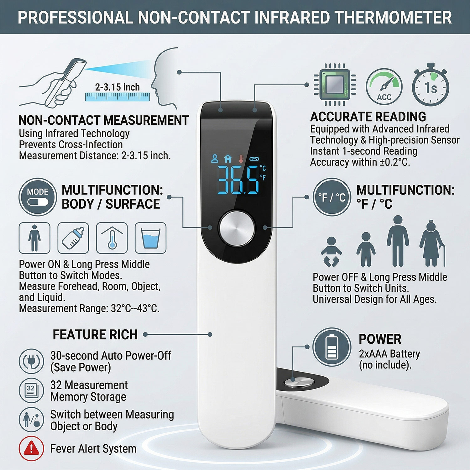 مقياس حرارة طبي للجبهة، جهاز ق - مراجعة Pulse Oximeter وسعره
